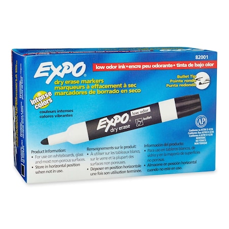 Expo Expo Dry Erase Markers, Bullet Tip, Black, PK12 SAN82001